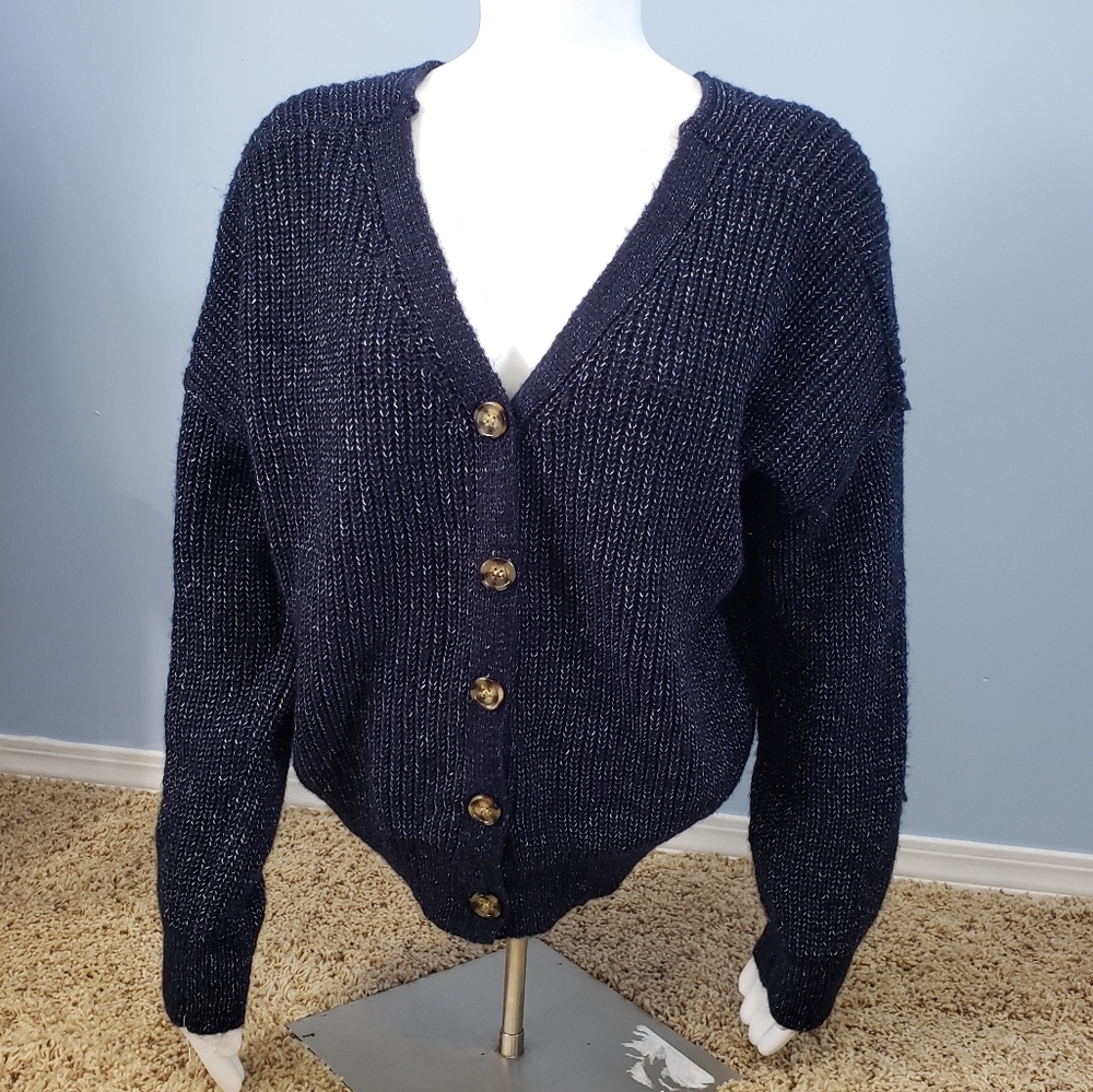 NWOT Pink Rose Button Up Sweater Cardigan